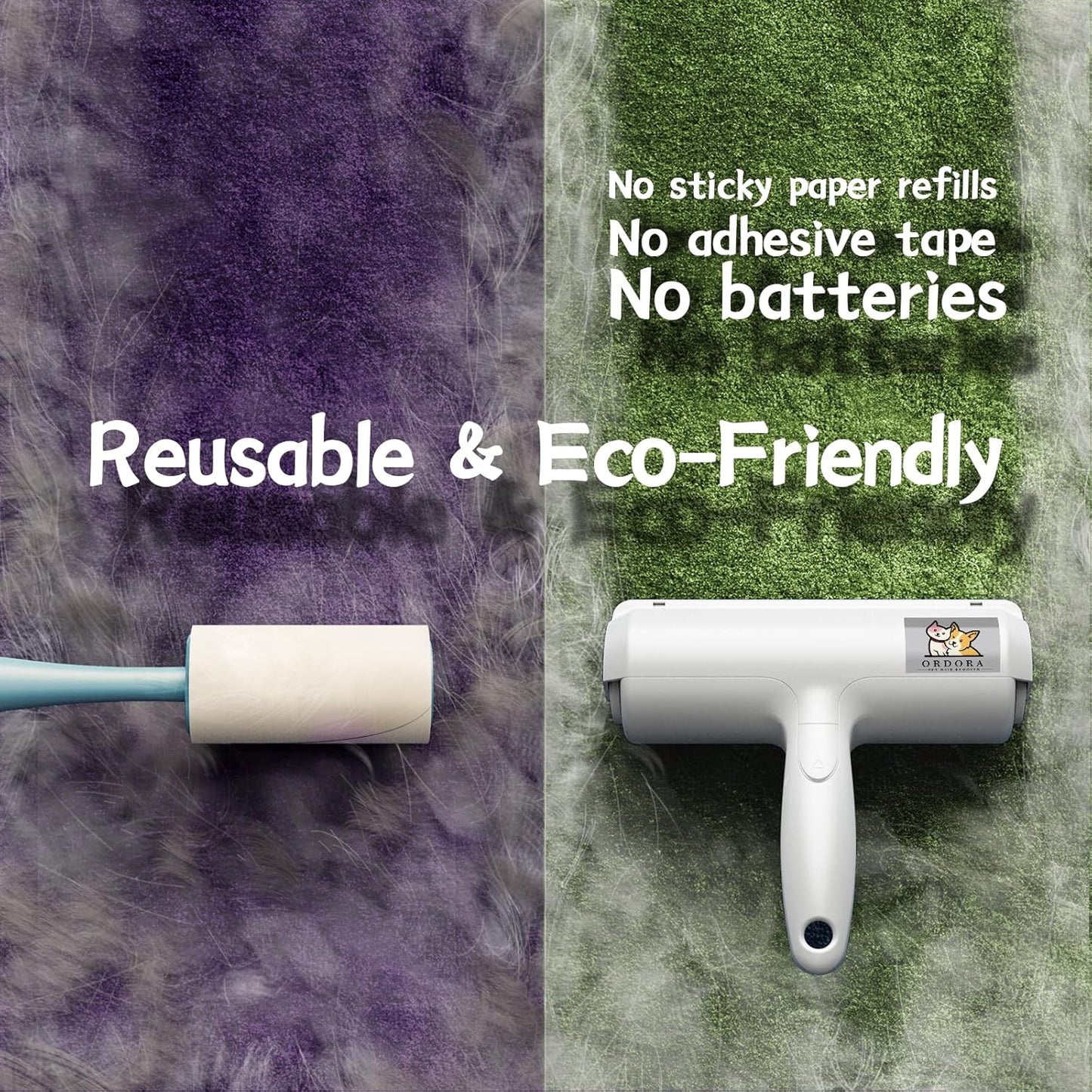 Pet Hair Removal Tool: Reusable Lint Roller for Pet Hair - Portable Pet Hair Remover - Dog and Cat Hair Remover for Couch, Bedding, Car, Rugs & Furniture, Eco-Friendly, for Multi-Pet Homes